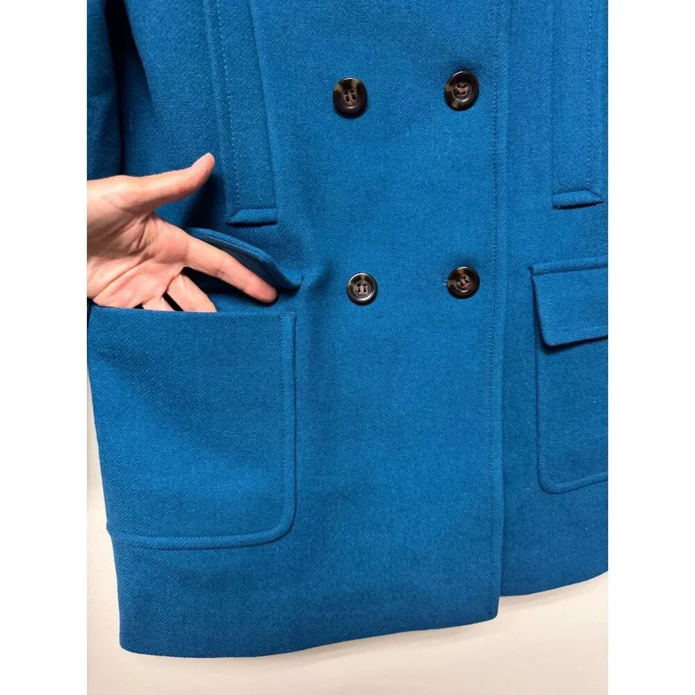 ANN TAYLOR Wool Blend Refined Peacoat Deep Lagoon, Sz SP